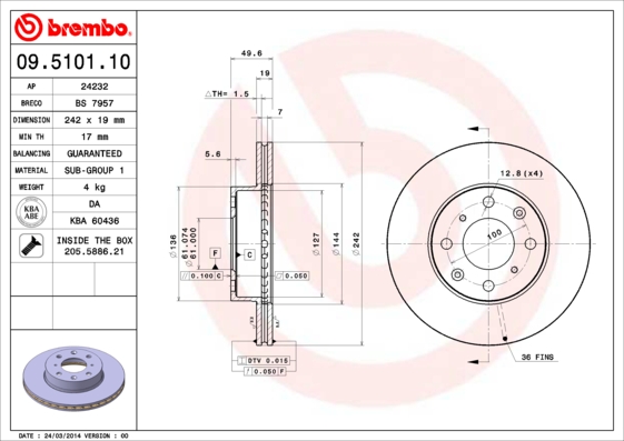 Brembo Remschijven 09.5101.10