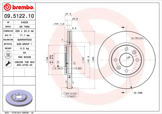 Brembo Remschijven 09.5122.10