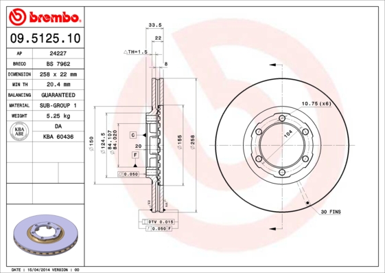 Brembo Remschijven 09.5125.10