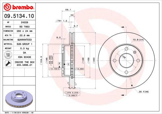 Brembo Remschijven 09.5134.10