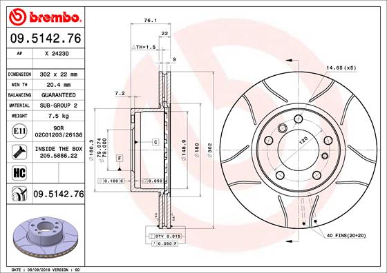 Brembo Remschijven 09.5142.76