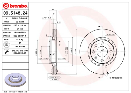 Brembo Remschijven 09.5148.24