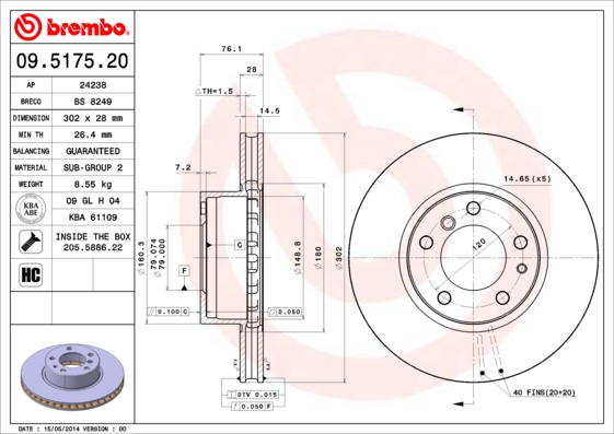 Brembo Remschijven 09.5175.20