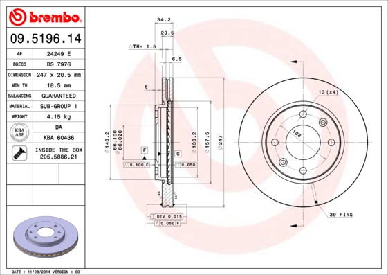 Brembo Remschijven 09.5196.11