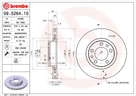 Brembo Remschijven 09.5264.10