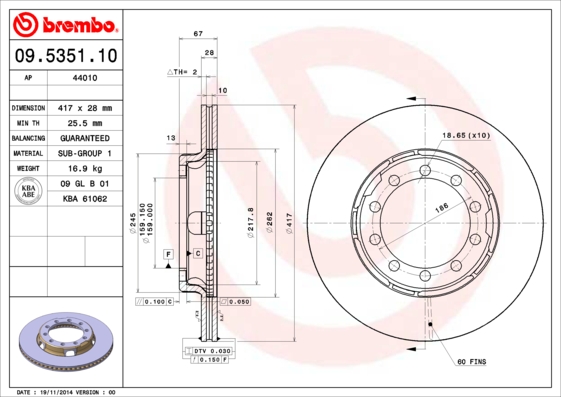 Brembo Remschijven 09.5351.10