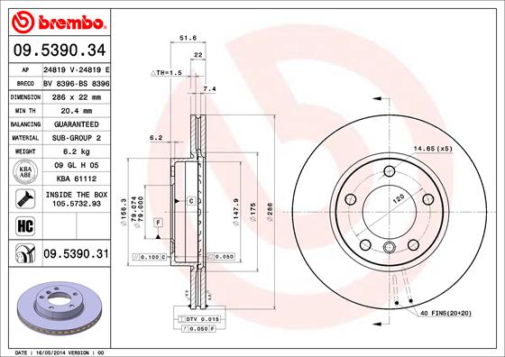 Brembo Remschijven 09.5390.31