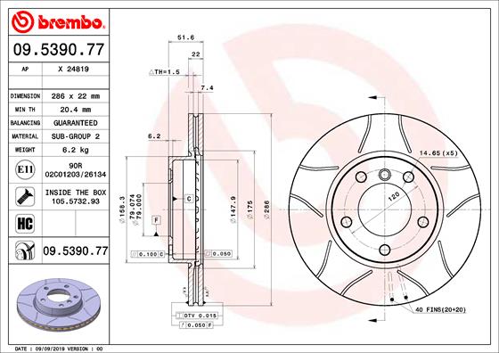 Brembo Remschijven 09.5390.77