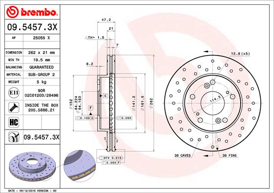 Brembo Remschijven 09.5457.3X