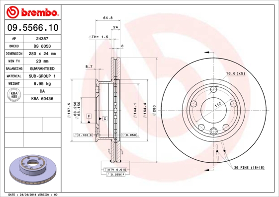 Brembo Remschijven 09.5566.10