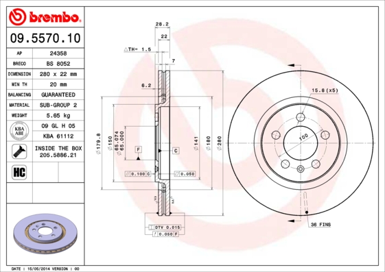 Brembo Remschijven 09.5570.10