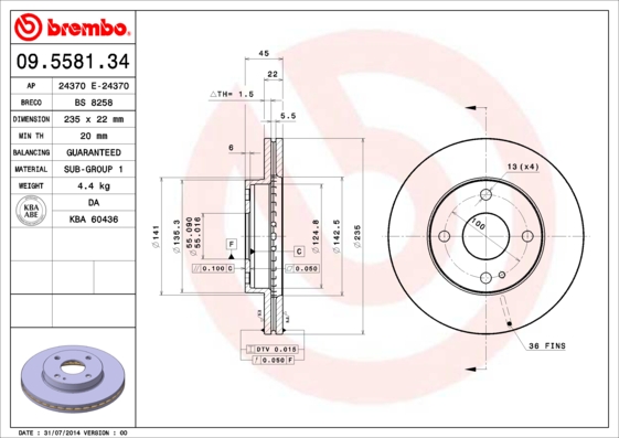 Brembo Remschijven 09.5581.34