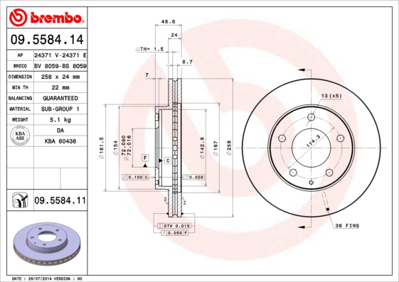 Brembo Remschijven 09.5584.11