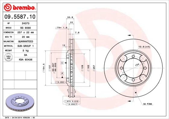 Brembo Remschijven 09.5587.10