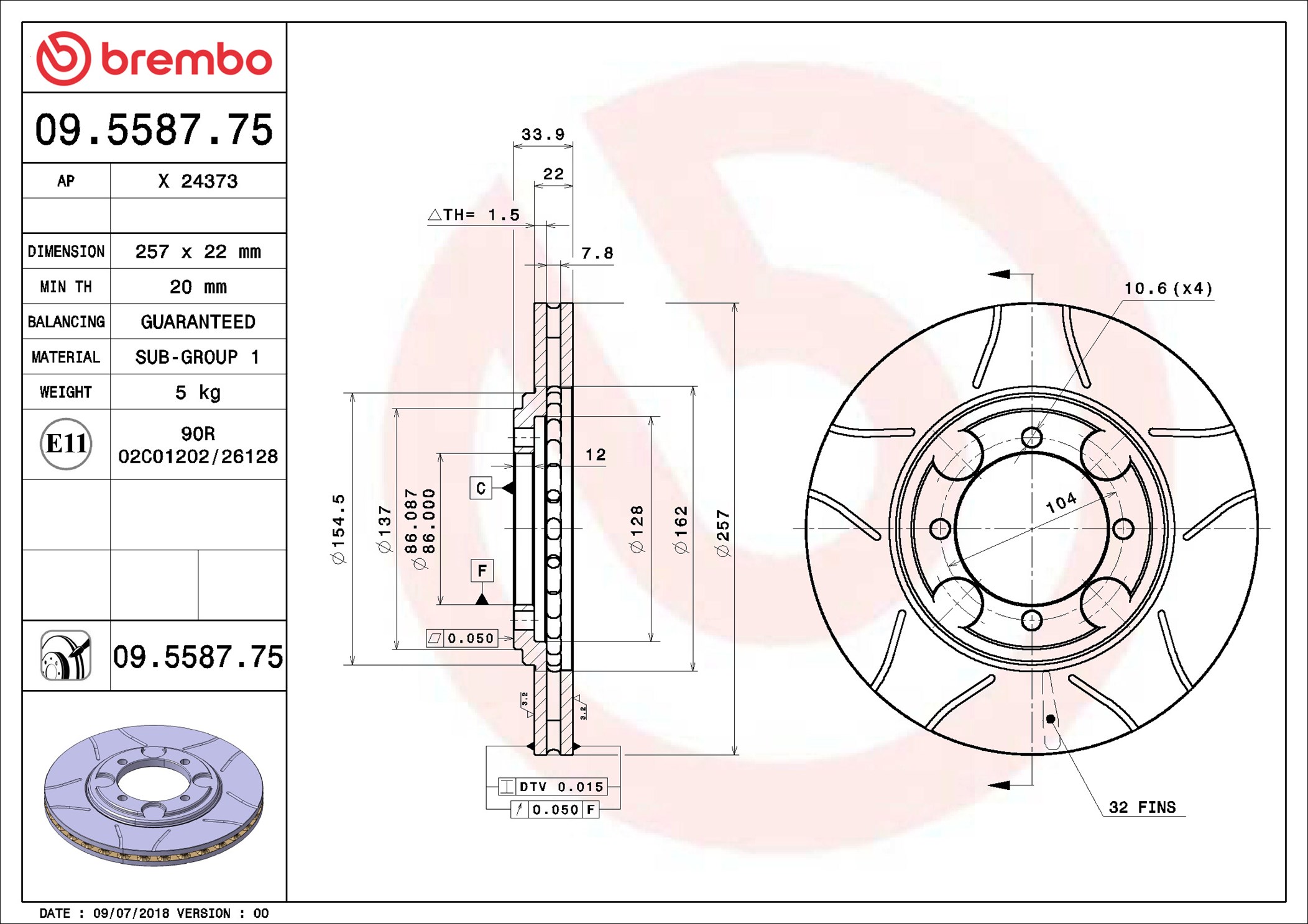 Brembo Remschijven 09.5587.75
