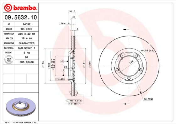 Brembo Remschijven 09.5632.10