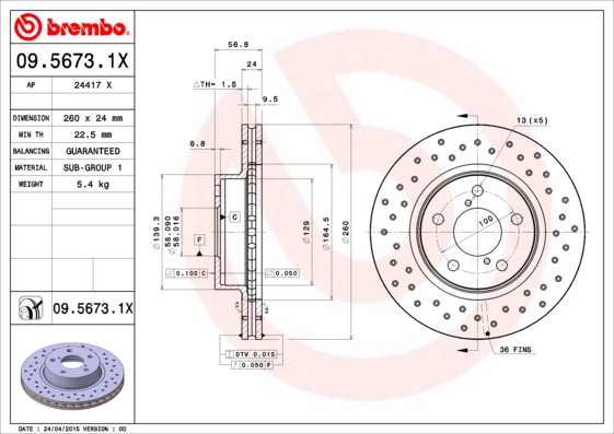 Brembo Remschijven 09.5673.1X