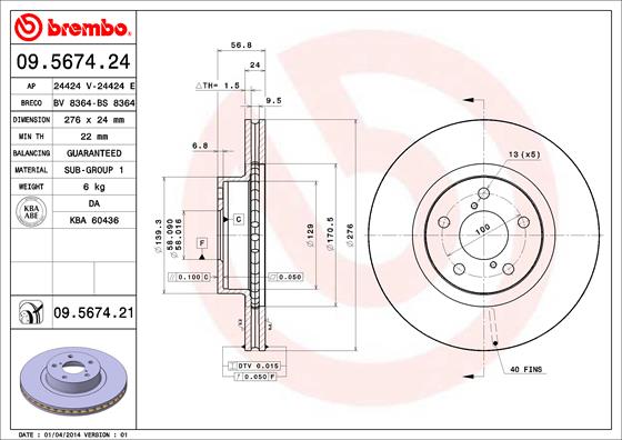 Brembo Remschijven 09.5674.21