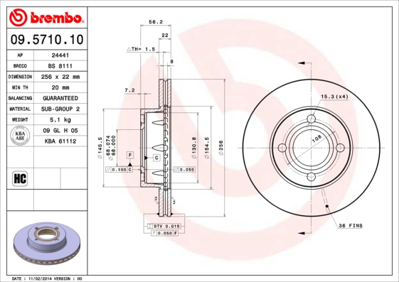 Brembo Remschijven 09.5710.10