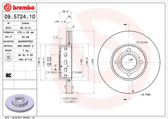 Brembo Remschijven 09.5724.10