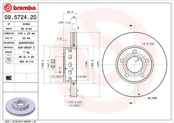 Brembo Remschijven 09.5724.20