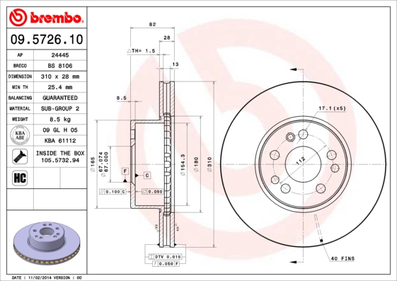 Brembo Remschijven 09.5726.10