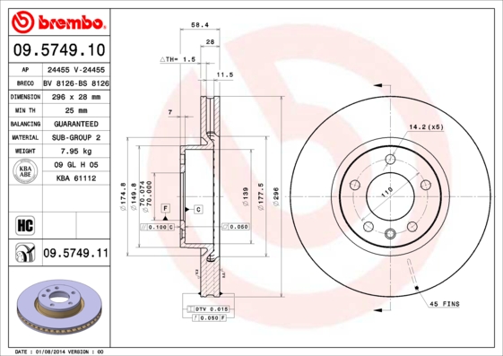 Brembo Remschijven 09.5749.11