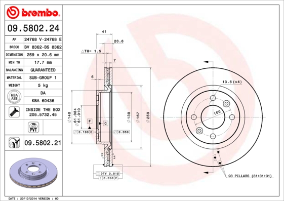 Brembo Remschijven 09.5802.21