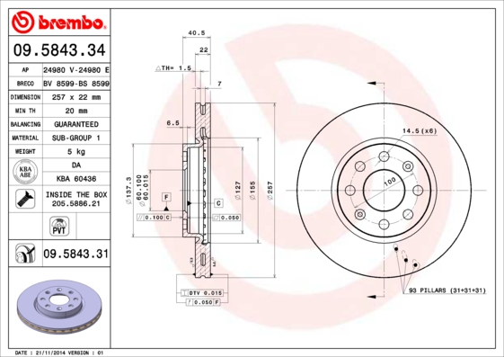 Brembo Remschijven 09.5843.31