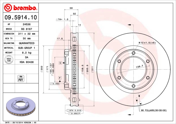 Brembo Remschijven 09.5914.10