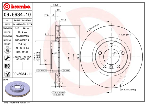 Brembo Remschijven 09.5934.11