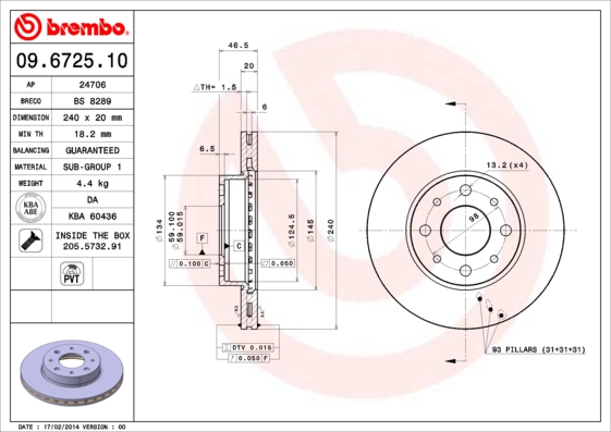 Brembo Remschijven 09.6725.10