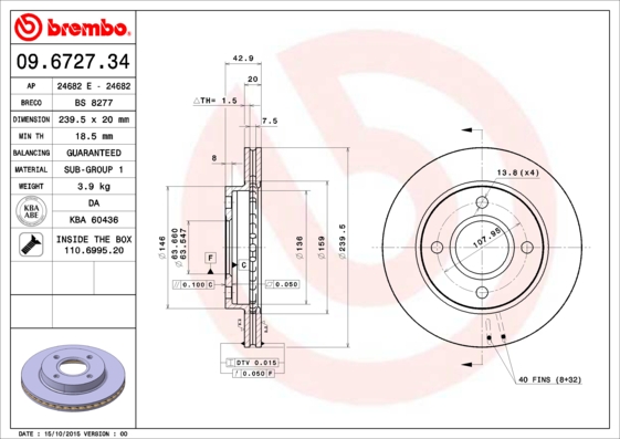 Brembo Remschijven 09.6727.34