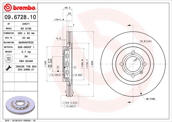 Brembo Remschijven 09.6728.10