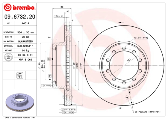 Remschijven Brembo 09.6732.20