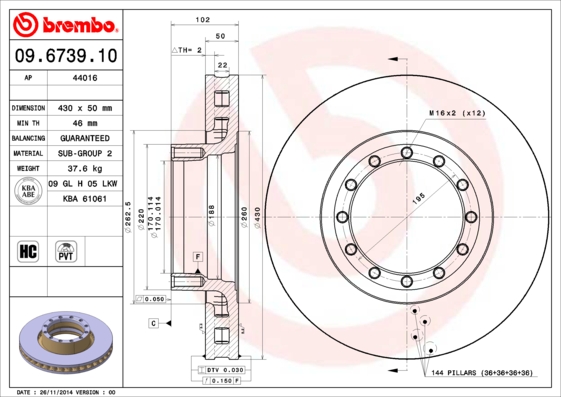 Remschijven Brembo 09.6739.10