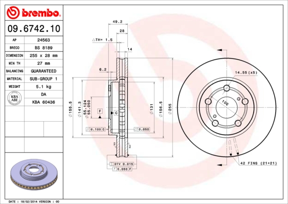 Brembo Remschijven 09.6742.10