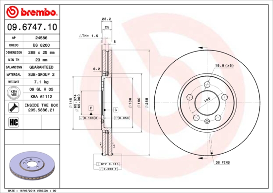 Brembo Remschijven 09.6747.10