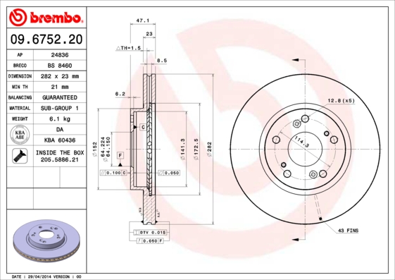 Brembo Remschijven 09.6752.20