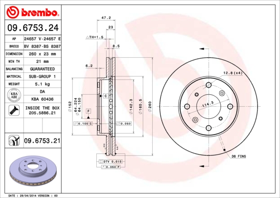 Brembo Remschijven 09.6753.21
