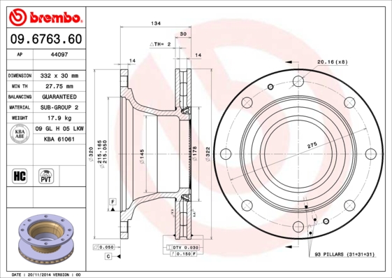 Brembo Remschijven 09.6763.60