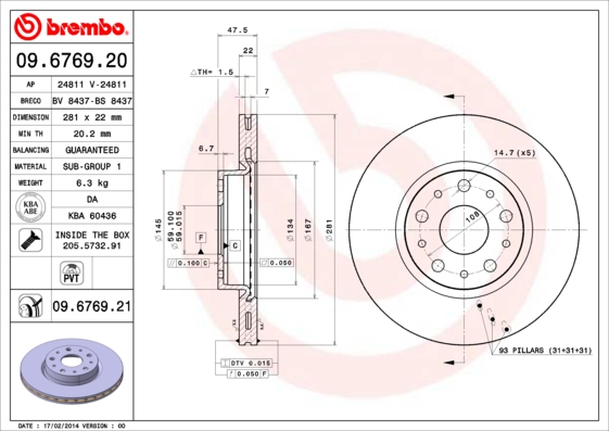 Brembo Remschijven 09.6769.21