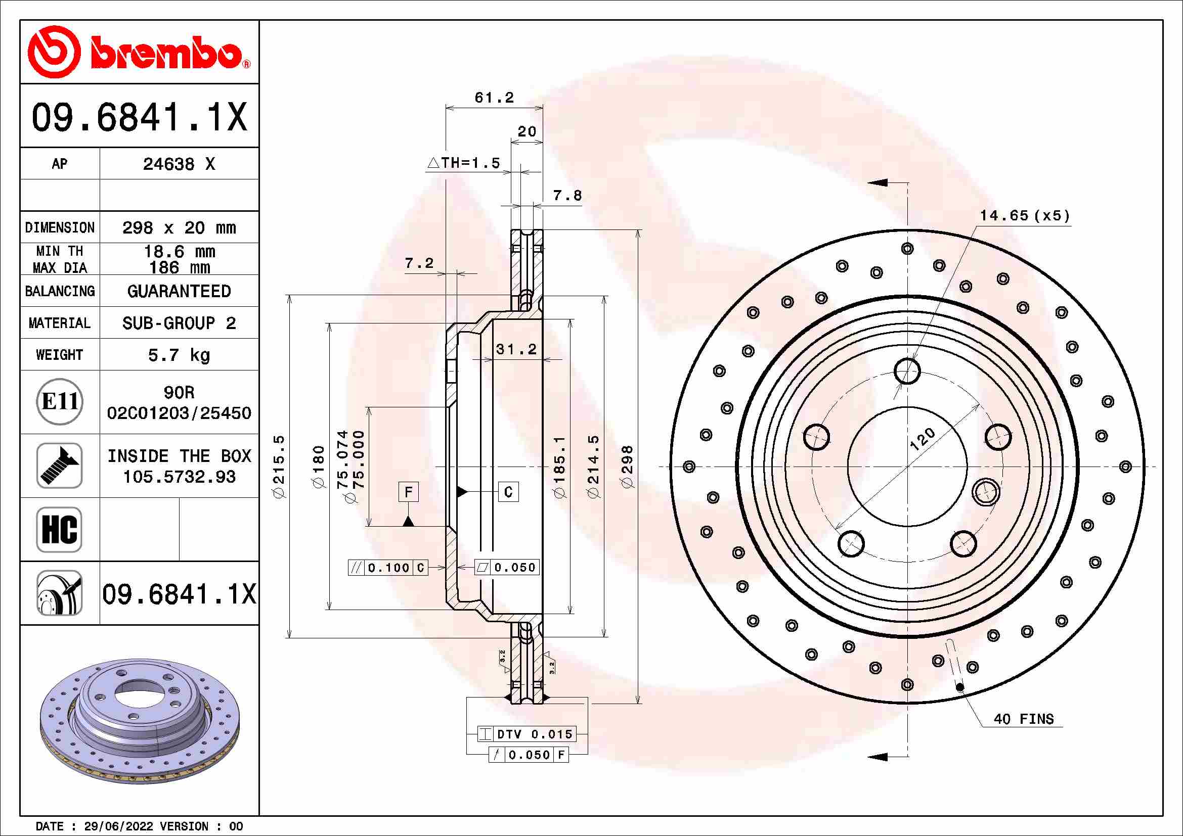 Remschijven Brembo 09.6841.1X