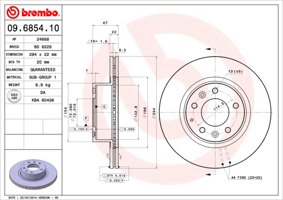 Brembo Remschijven 09.6854.10