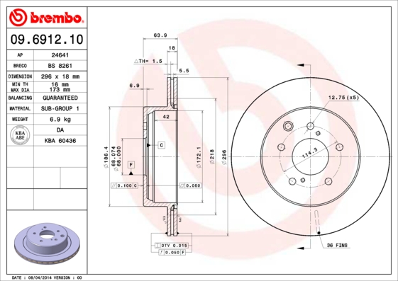 Brembo Remschijven 09.6912.10