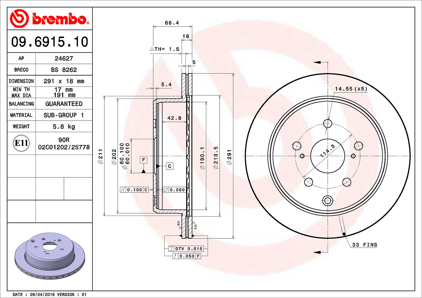 Brembo Remschijven 09.6915.10