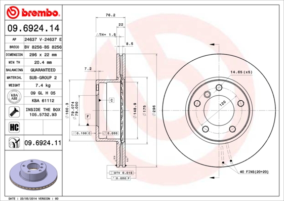 Brembo Remschijven 09.6924.11