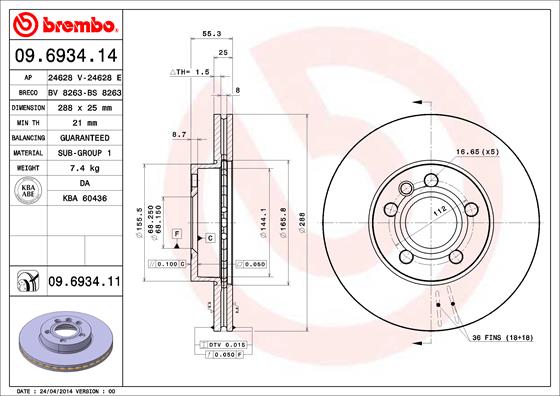 Brembo Remschijven 09.6934.11