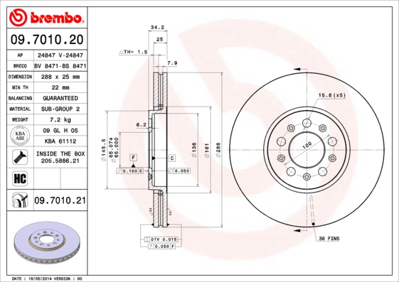 Brembo Remschijven 09.7010.21