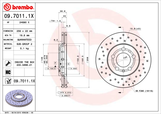 Brembo Remschijven 09.7011.1X